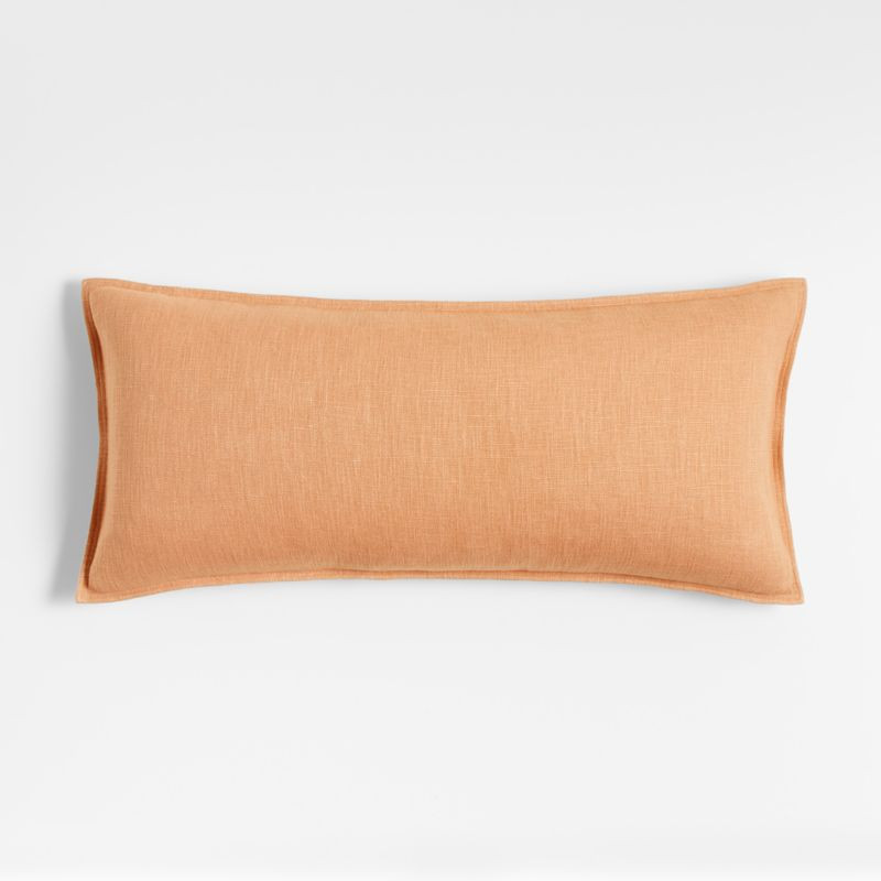 Terracotta 36"x16" Laundered Linen Decorative Throw Pillow with Feather-Down Insert + Reviews | C... | Crate & Barrel