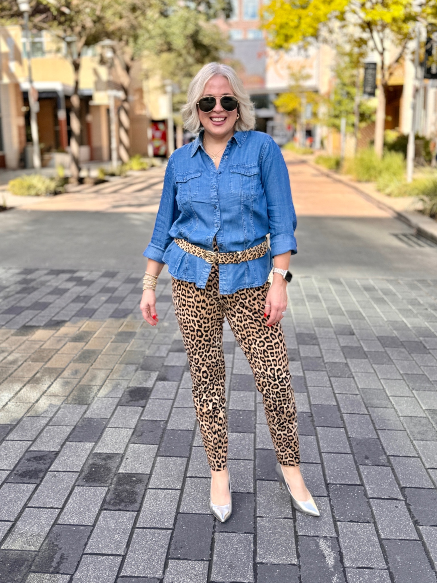 Denim and leopard are majorly trending for fall! Such a fun look too! 

Leopard pants size - 1.5
Blue chambray blouse size - 2 runs tight 

#LTKStyleTip #LTKOver40 #LTKMidsize