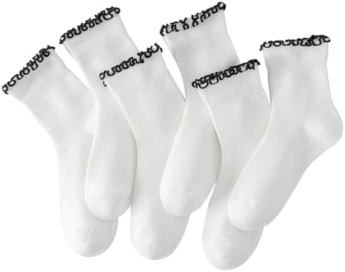 Hstyle 6 Pairs of Ruffle Socks Women, Cute Ruffle Ankle Socks | Amazon (US)