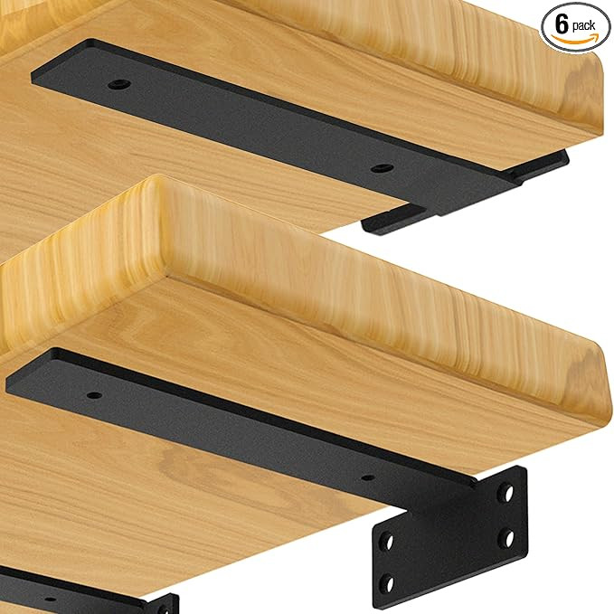 10 Inch Floating Shelf Brackets (6 Pack), Heavy Duty Cast Iron Shelves Brackets, 1/5 Inch Thicked... | Amazon (US)