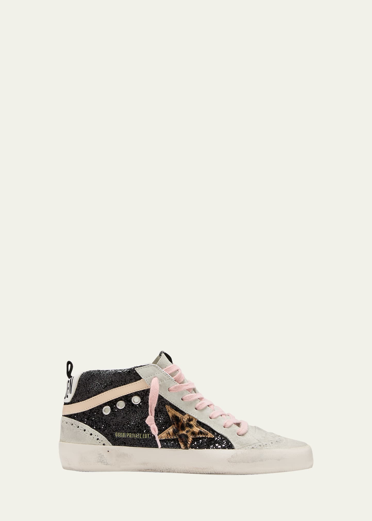 Golden Goose Mid Star Glitter Leopard Wing-Tip Sneakers | Bergdorf Goodman
