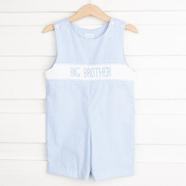 Big Brother Smocked Light Blue Gingham Jon Jon | Classic Whimsy