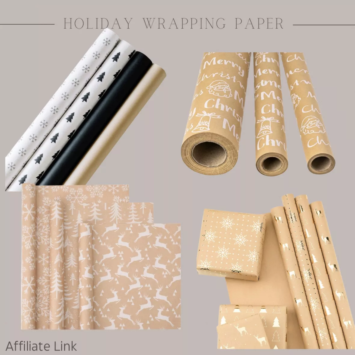 RUSPEPA Christmas Wrapping Paper, Jumbo Roll Kraft Paper - White