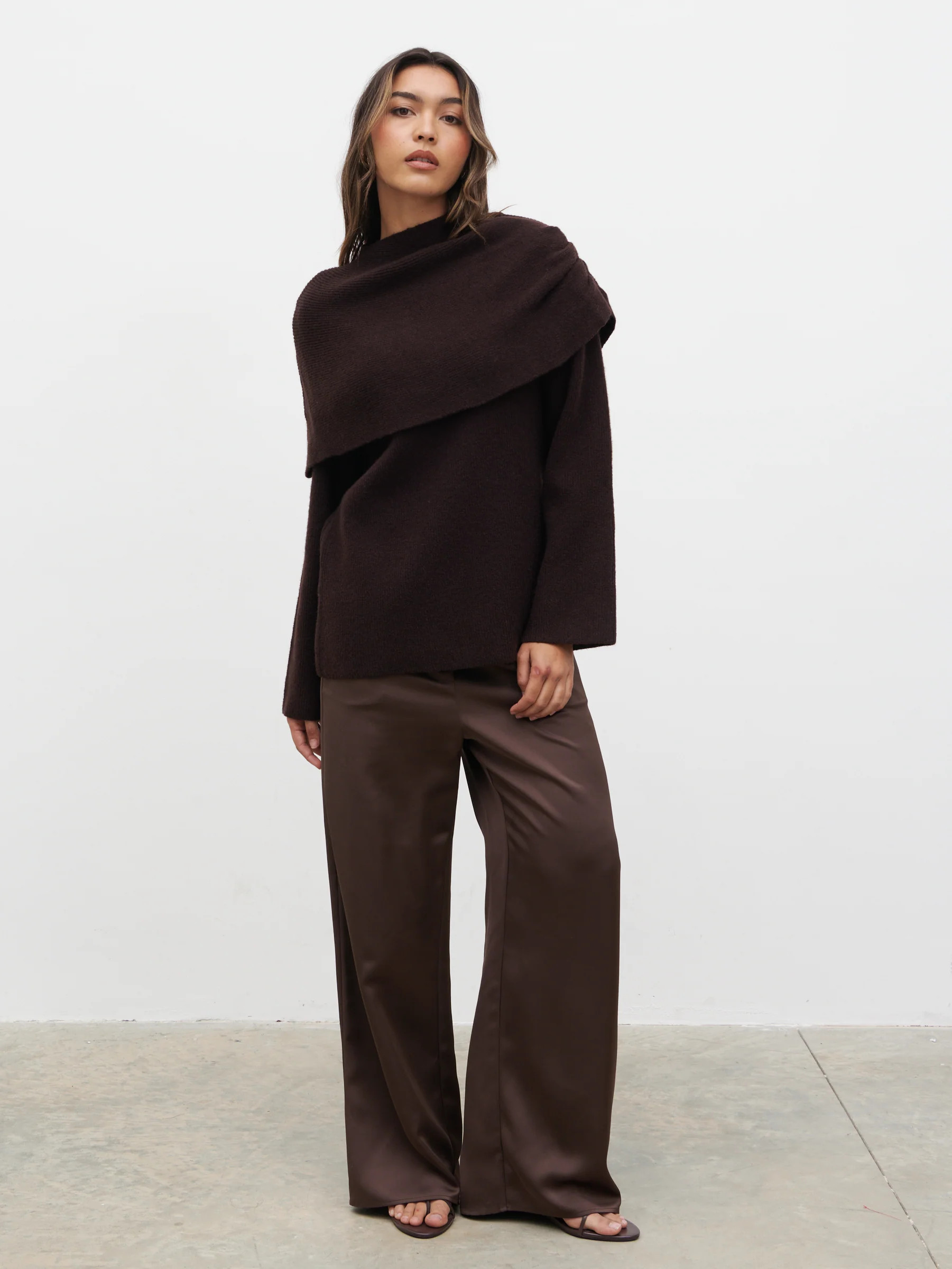 Tarla Exaggerated Drape Knit Jumper | Pretty Lavish (UK)