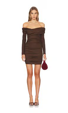 Line & Dot Towne Mini Dress in Chocolate from Revolve.com | Revolve Clothing (Global)