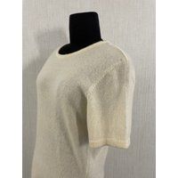 Vintage Modern Luxury Short Sleeve Ivory White Cashmere Scoop Neck Sweater L Xl | Etsy (US)