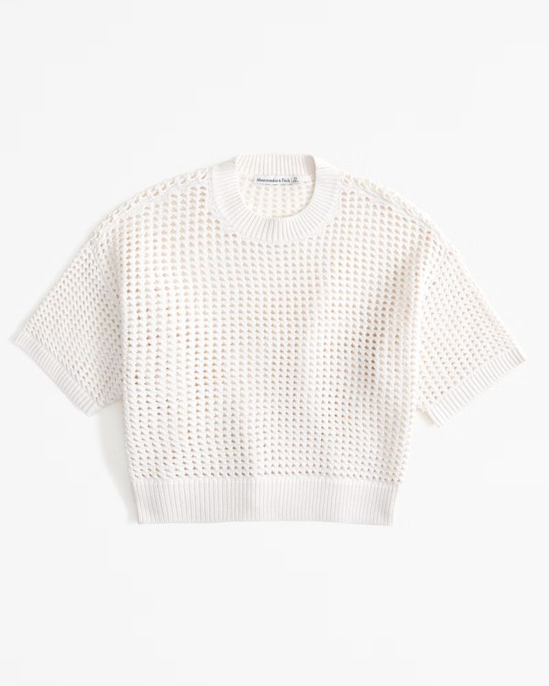 Short-Sleeve Crochet-Style Tee | Abercrombie & Fitch (US)