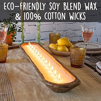 Wooden Dough Bowl Candles 30 Inch, Farmhouse Dough Bowl Candles Table Centerpiece, Wooden Bowl So... | Amazon (US)
