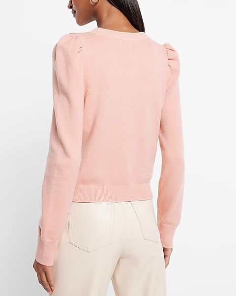 Puff Sleeve Button Front Cardigan | Express