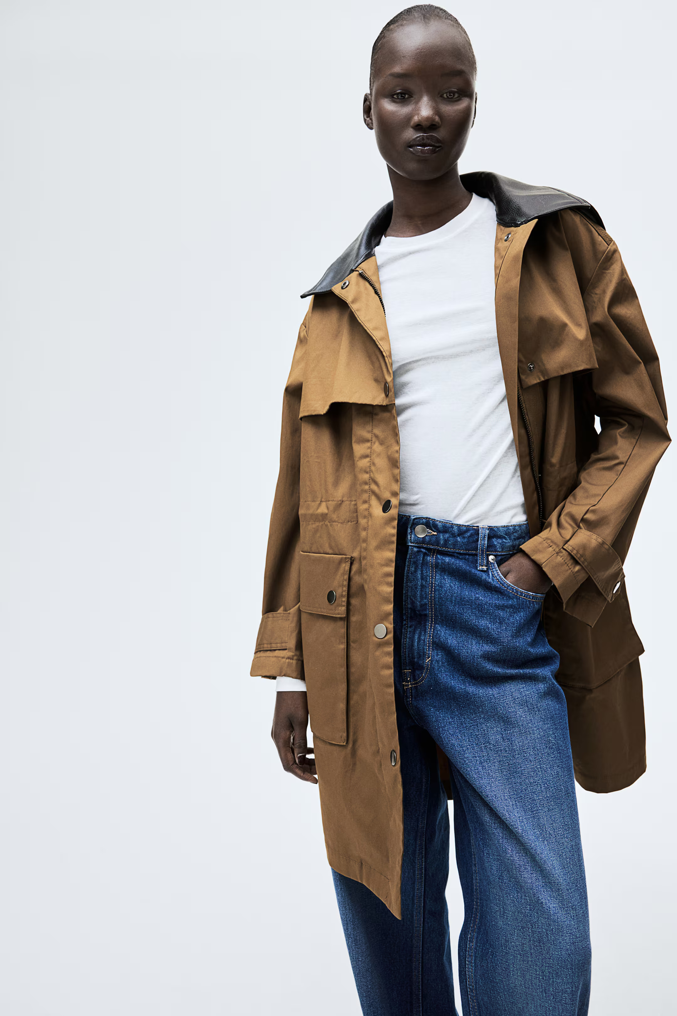 Knee-length parka - Brown - Ladies | H&M GB | H&M (UK, MY, IN, SG, PH, TW, HK)