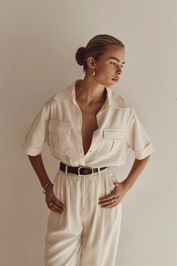 AMELIA OFF WHITE SAFARI SHIRT | DISSH