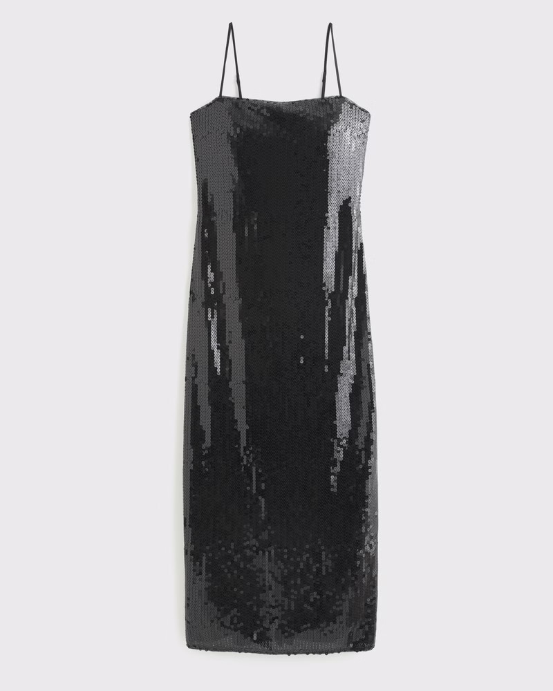 Sequin Straight Neck Midi Dress | Abercrombie & Fitch (US)