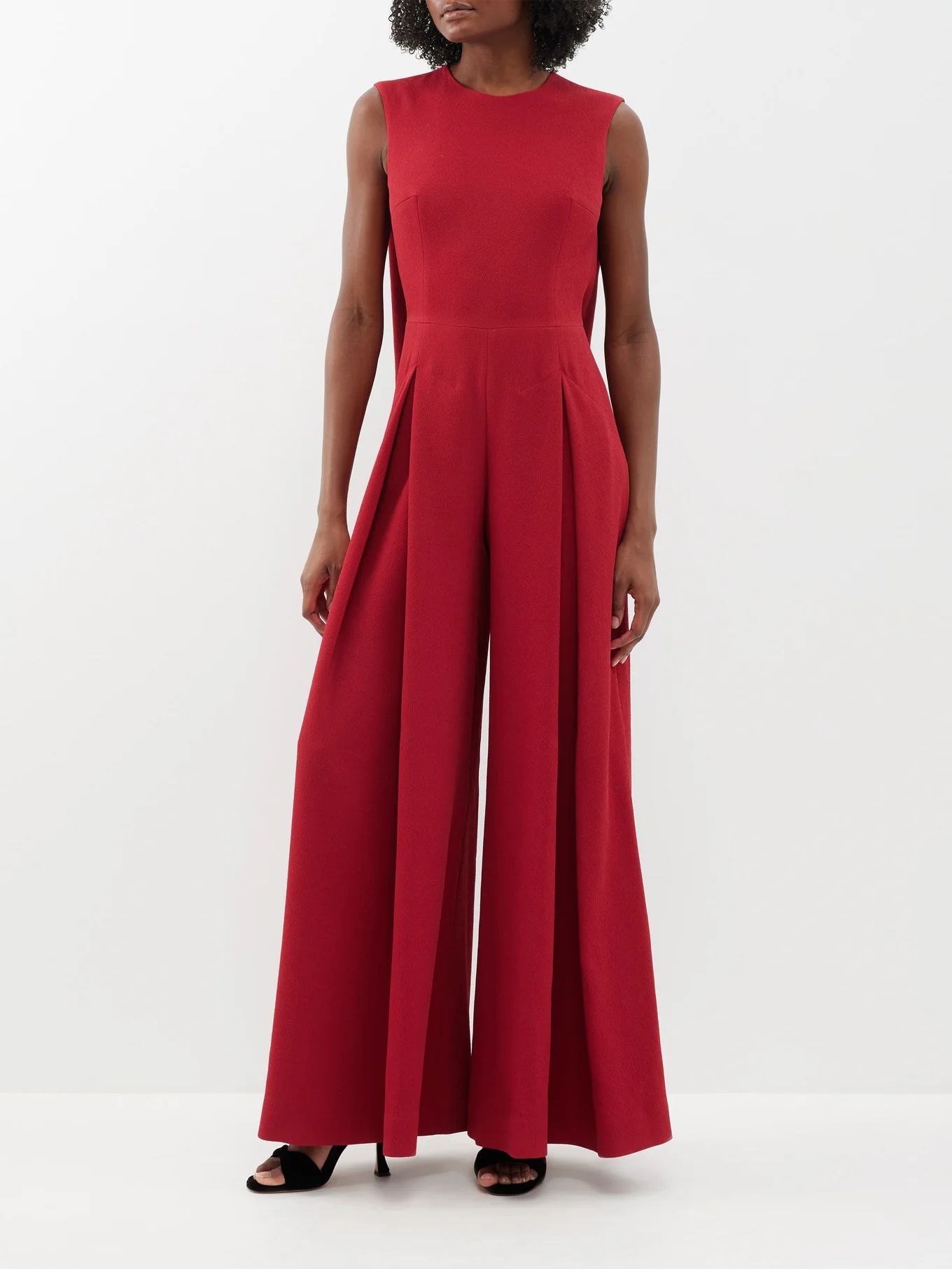 Charmaine caped crepe flared jumpsuit | Matches (US)