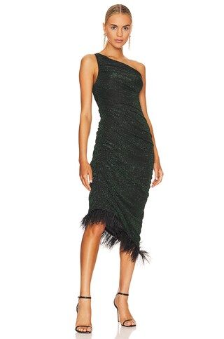 SAYLOR Hilaria Midi Dress in Black & Emerald from Revolve.com | Revolve Clothing (Global)