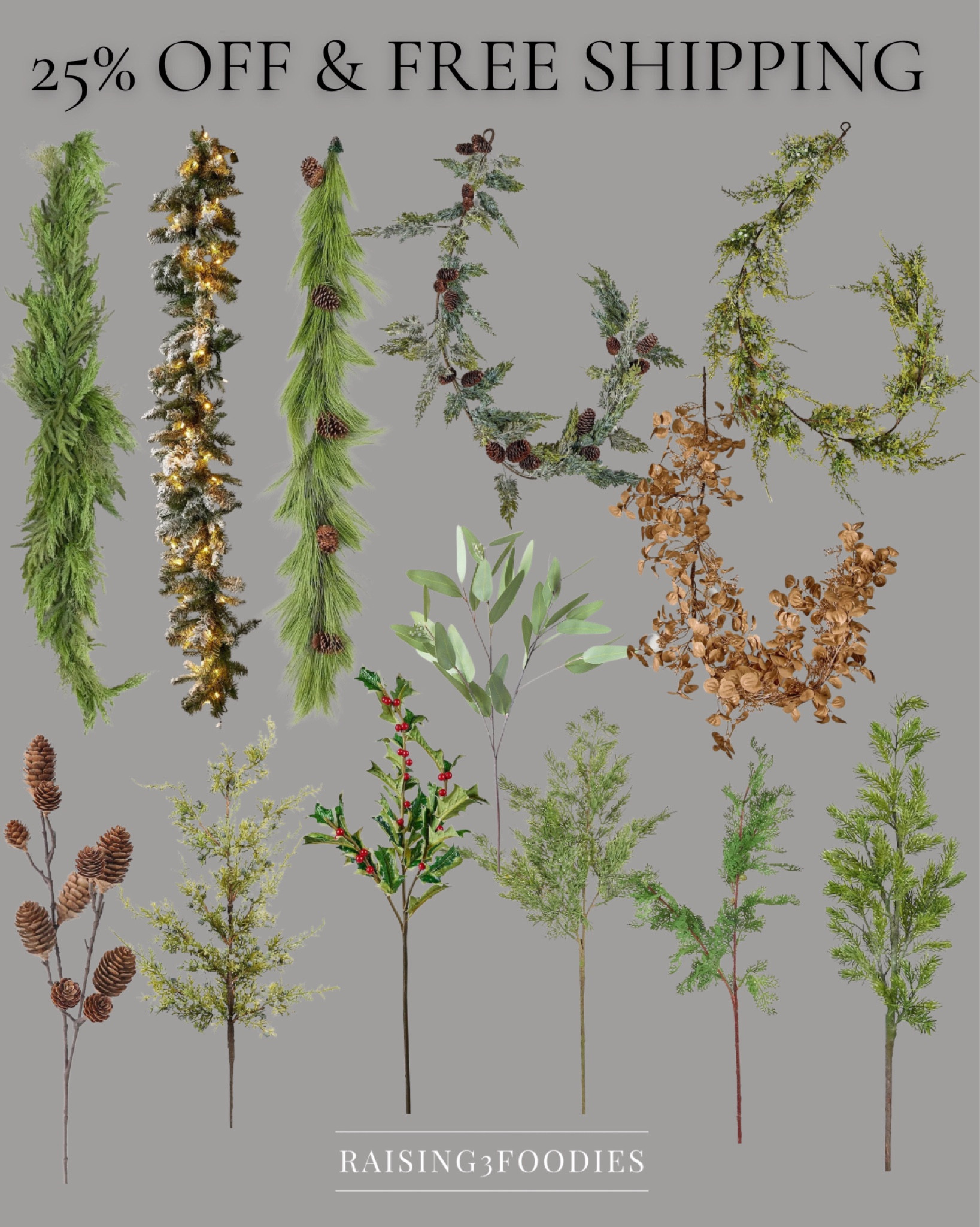 Afloral Black Friday Sale!  Save 25% off SITEWIDE + FREE SHIPPING!  Everything is selling FAST!!  Grab your favorites while you can! 

Christmas holiday greenery, garland picks stems

#LTKSeasonal #LTKCyberWeek #LTKHoliday