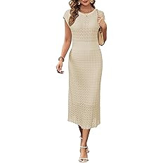 Newshows Women Summer Sweater Dresses 2026 Church Midi Cap Sleeve Hollow Knit Modest Business Cas... | Amazon (US)