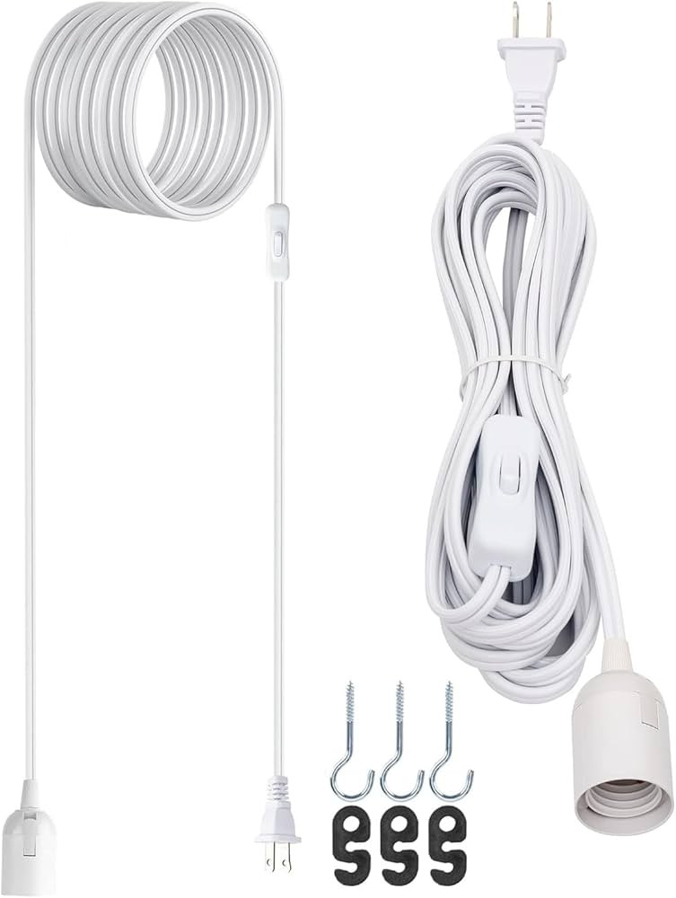 JACKYLED 20Ft UL Approval Extension Hanging Lantern Pendant Light Lamp Cord Cable 360W Suitable f... | Amazon (US)