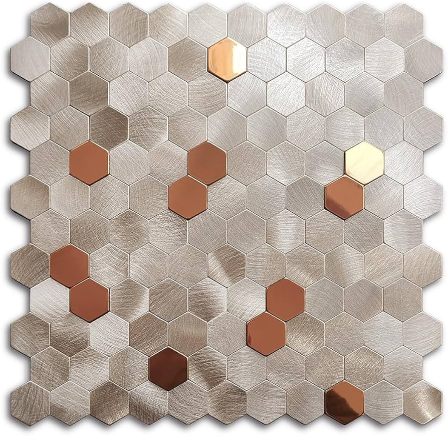 QMARK Peel and Stick Tiles for Kitchen, Self-Adhesive Metal Backsplash Tiles, 6 Pack 11" Aluminum... | Amazon (US)