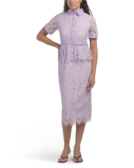 Short Sleeve Lace Midi Dress | TJ Maxx