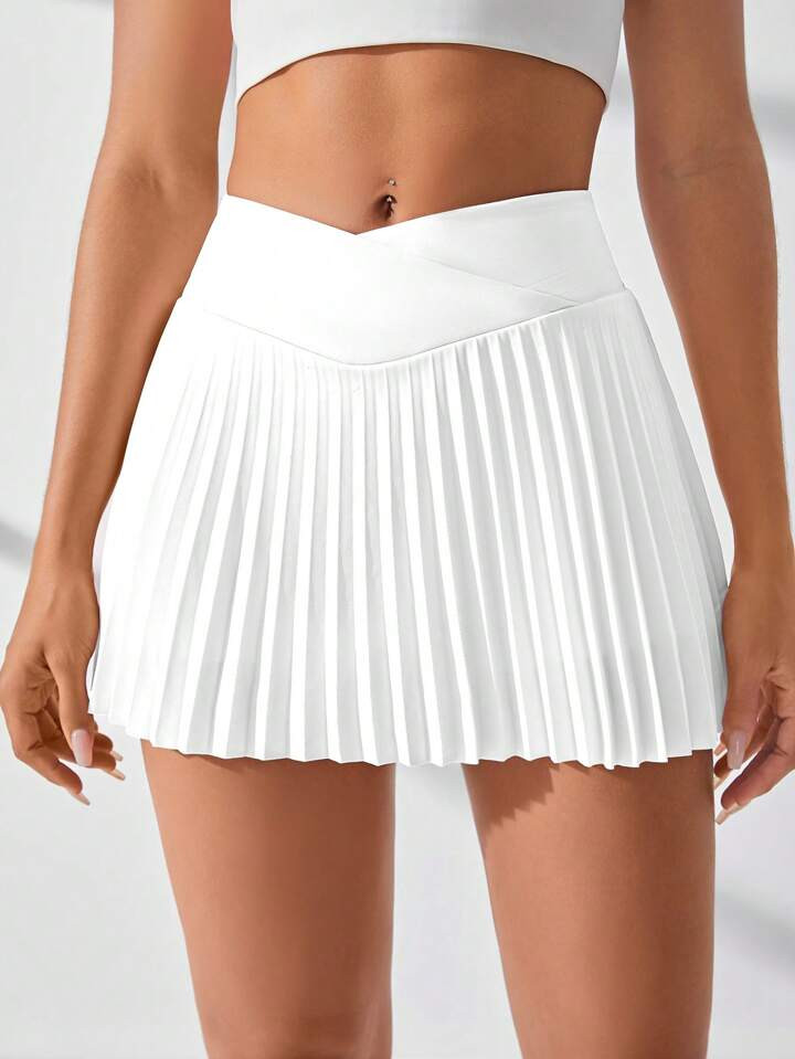 Pleated Hem Sports Skort With Phone Pocket Tennis Skort | SHEIN