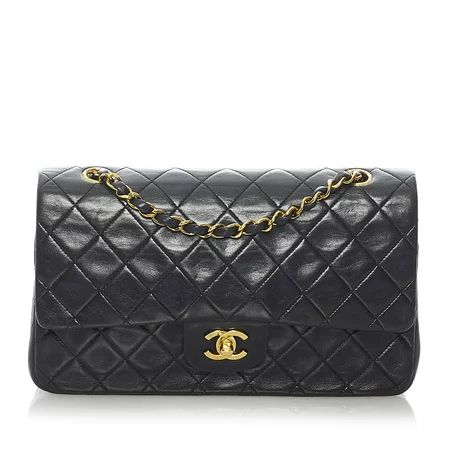Pre-Owned Chanel Medium Classic Lambskin Double Flap Leather Black | Walmart (US)