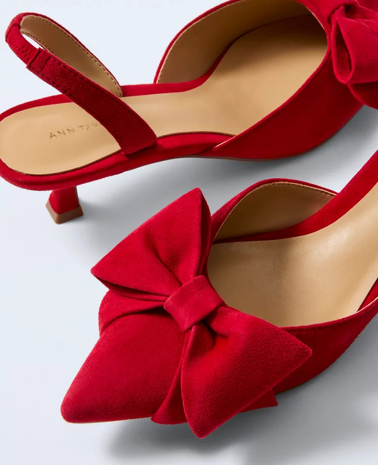 Suede Bow Slingback Pump | Ann Taylor
