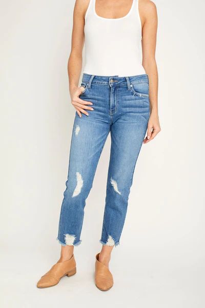 LTJ Straight Leg Mid Rise Distressed Jeans | Social Threads