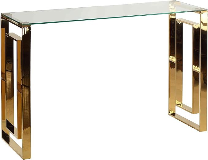 Cortesi Home Laila Console Table in Gold Stainless Steel and Clear Glass, 47" Wide | Amazon (US)