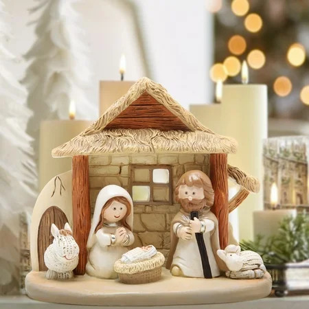 Hodao Nativity Scene Christmas Decoration Hand-Painted Resin Figurine Holiday Tabletop Decor for Home Epiphany Jesus Birth Scene Indoor Religious Themed Ornament | Walmart (US)