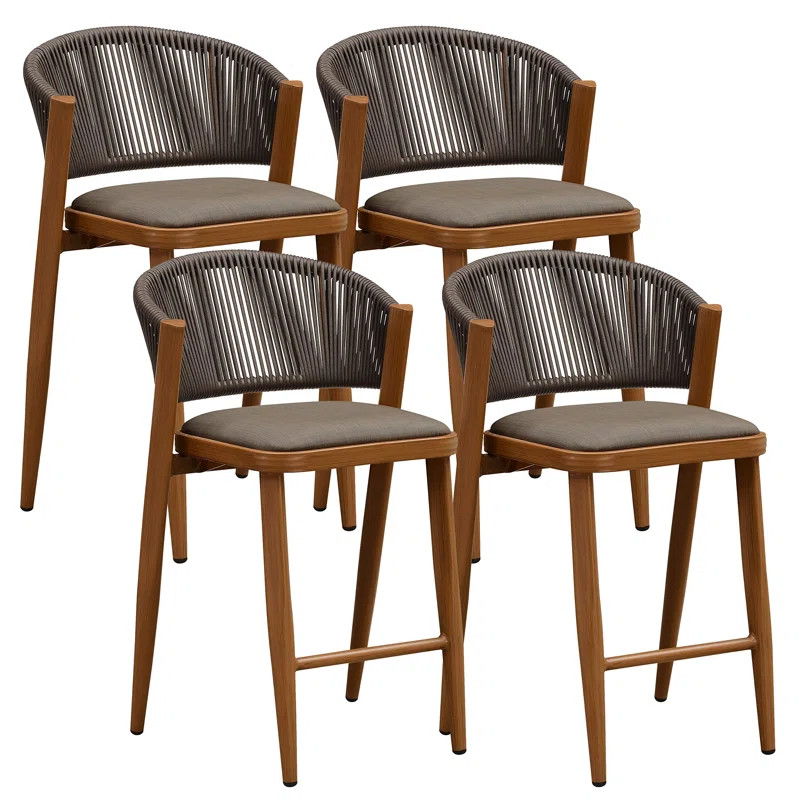 Brasia Aluminum Outdoor Stool with Cushion (Set of 4) | Wayfair North America