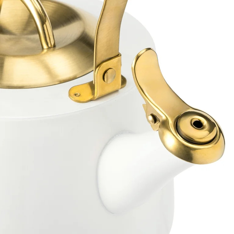Thyme & Table 1.8L Stainless Steel Stovetop Tea Kettle - White & Gold | Walmart (US)