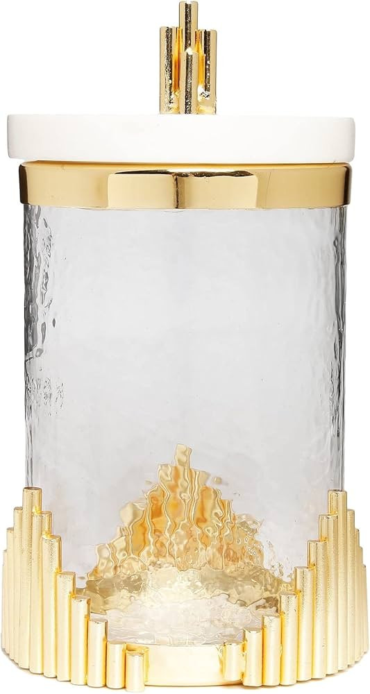 Large Glass Canister with Marble Lid and Symmetrical Gold Design | Amazon (US)