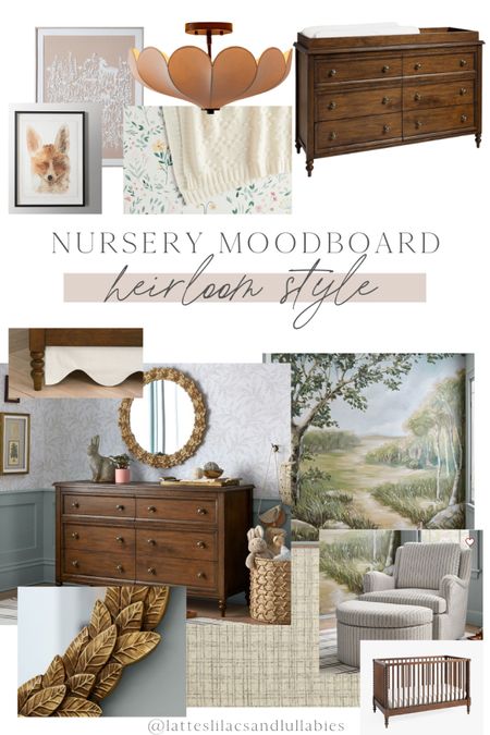 Create a beautiful heirloom style nursery with these turned leg furniture pieces, peel and stick mural, and antique-inspired accents. 

#LTKbaby #LTKhome #LTKbump