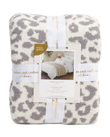 Leopard Print Feather Knit Blanket | Polyester | Marshalls