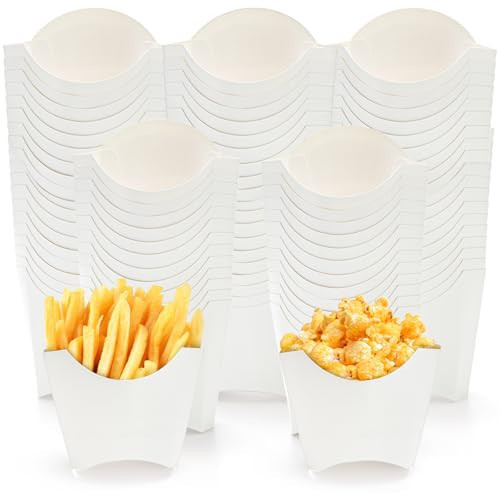 Lyellfe 250 Pack French Fry Holder, Disposable To Go French Fry Container Box, 4 Oz Stackable White Kraft Paper Charcuterie Cups for Fries, Onion Rings, Popcorn, Take Out, Party, Grease Resistant | Amazon (US)