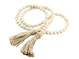 AceAcr Wood Bead Garland Farmhouse Beads with Tassels Rustic Home Decor Prayer Beads | Amazon (US)