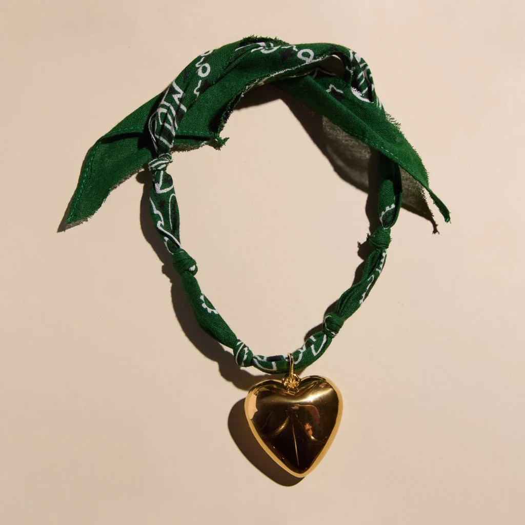 Dark Green Bandana Necklace | Nickel and Suede