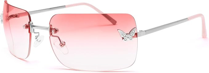 Y2k Sunglasses for Women - Trendy Rimless 2000s Fashion Sun Glasses Rave Shades | Amazon (US)
