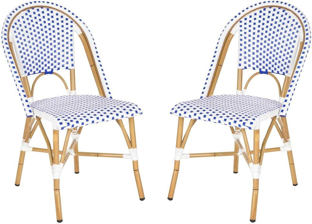 Safavieh Home Collection Hooper Indoor-Outdoor Stacking Side Chairs | Blue & White | Set of 2 | Amazon (US)