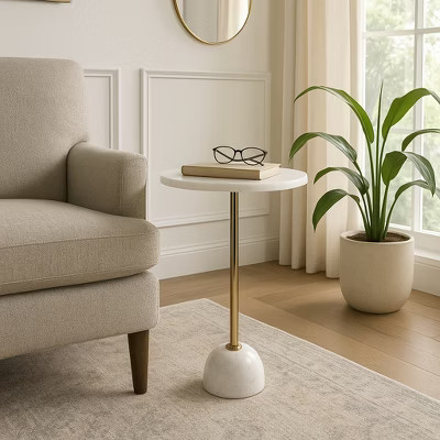 Minimalist End Table, Side Table, or Night Stand for Room Decor - Eye-Catching Marble Bedside Table with Ball Base for Home, Bedroom, or Living Room | Target