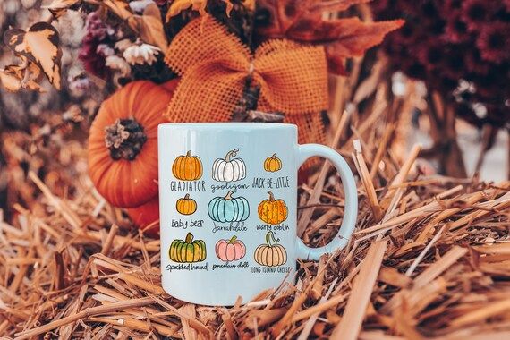 Pumpkin Types Mug, Cute Mug, Autumn Mug, Pumpkin Mug, Pumpkin Spice Latte Mug, Coffee Mug,Mug wit... | Etsy (US)