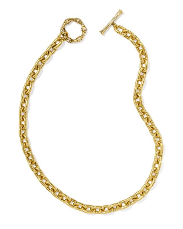 Maura Vintage Gold Chain Necklace in White Crystal | Kendra Scott