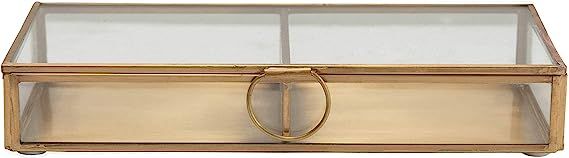 Creative Co-Op Brass & Glass Display Storage Box, Brass | Amazon (US)