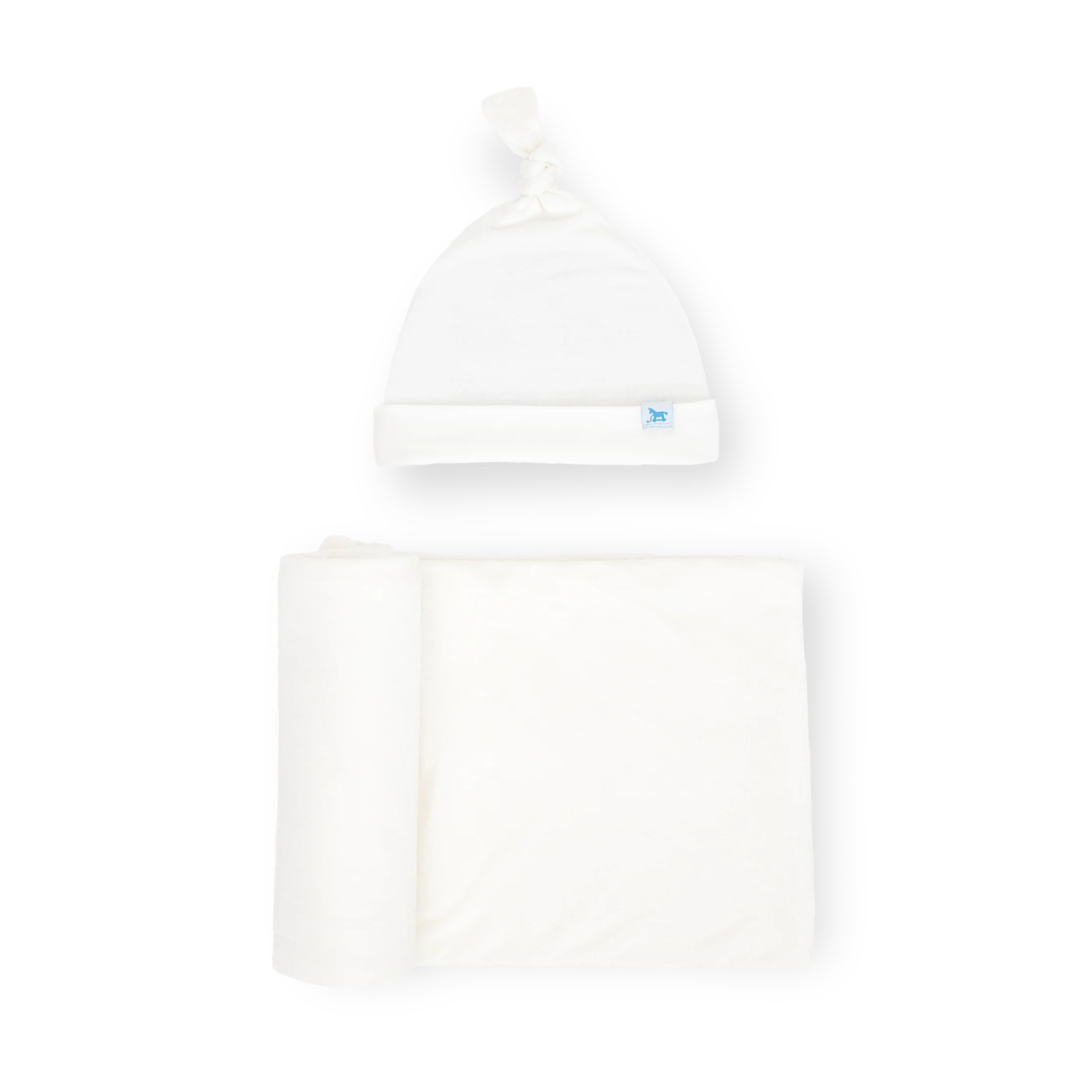 Stretch Knit Swaddle and Hat Set - White | Little Unicorn