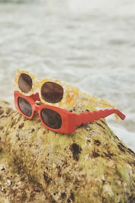 Rectangle Wavy Temple Sunglasses | Anthropologie (US)