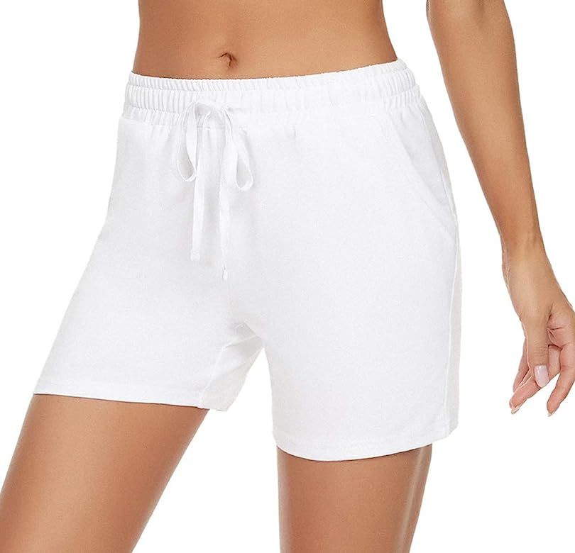 Women's 5" Casual Jersey Cotton Shorts Lounge Yoga Pajama Walking Shorts with Pockets Activewear | Amazon (US)