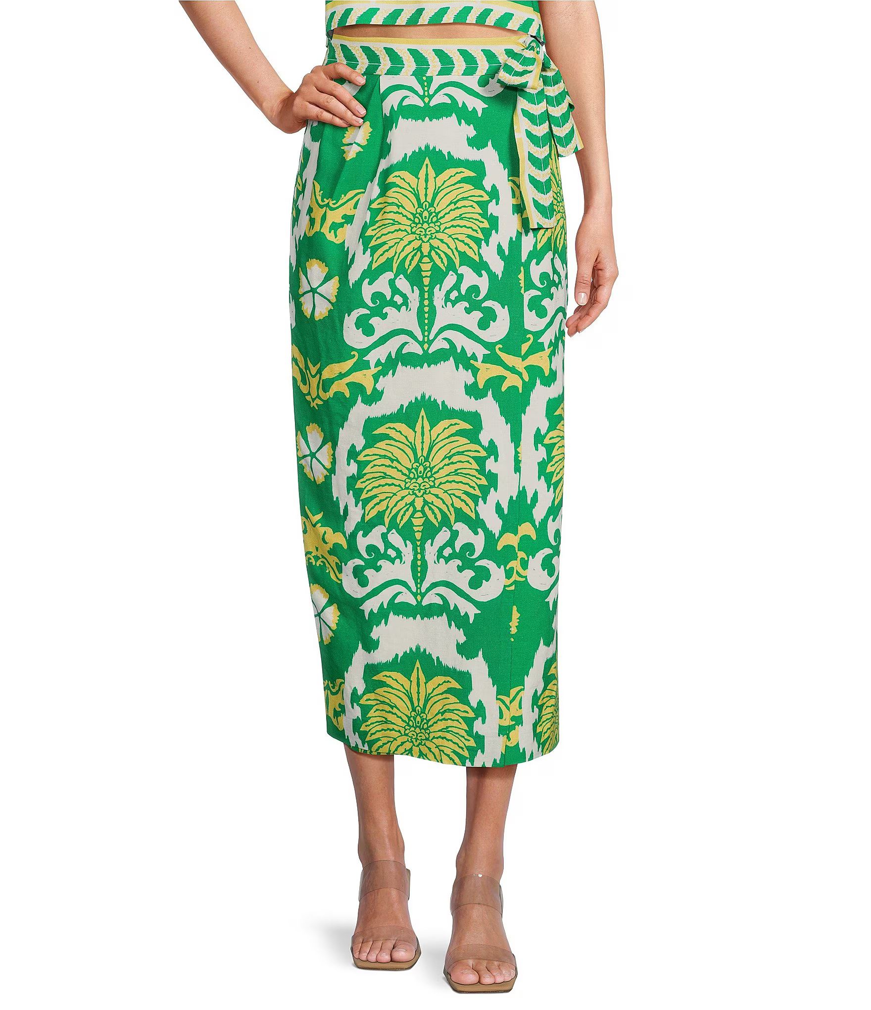 Clio Printed Coordinating Linen Blend Skirt | Dillard's