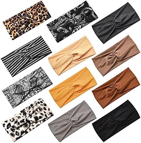 12 Pack Headbands for Women Non Slip Elastic Hair Bands Yoga Workout Running Sport Sweat Hair Wra... | Amazon (US)