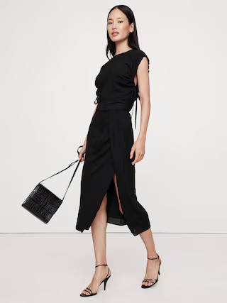 Stretch-Crepe Open-Back Midi Dress | Banana Republic (US)