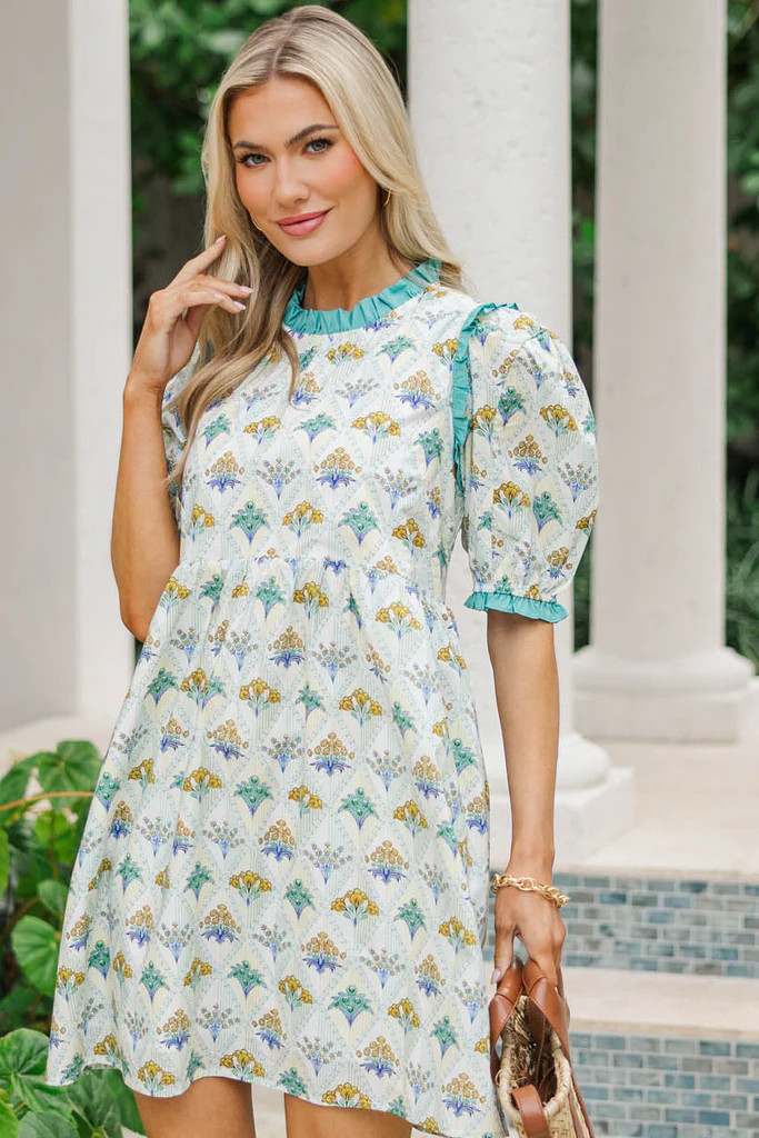 In Wonderland Light Blue Medallion Dress | The Mint Julep Boutique